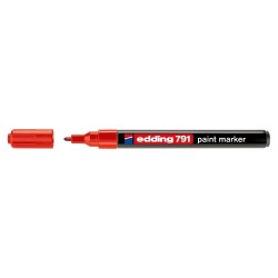 Marker permanent Edding 791, cu vopsea, corp plastic, varf rotund , 1-2 mm, rosu