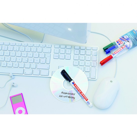 Marker permanent Edding 8400, pentru CD/DVD/BD, corp plastic, varf rotund, 0.75 mm, rosu