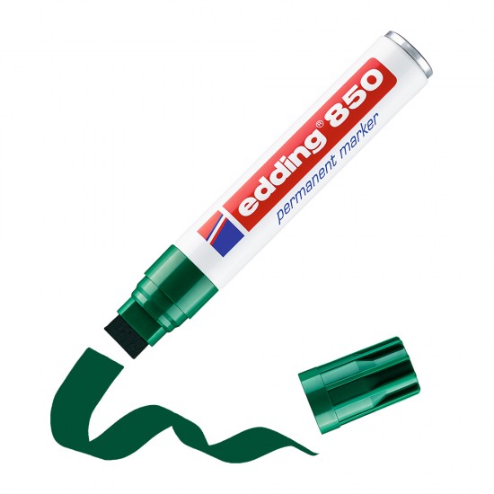Marker permanent Edding 850, corp metalic, varf 5-15 mm, verde