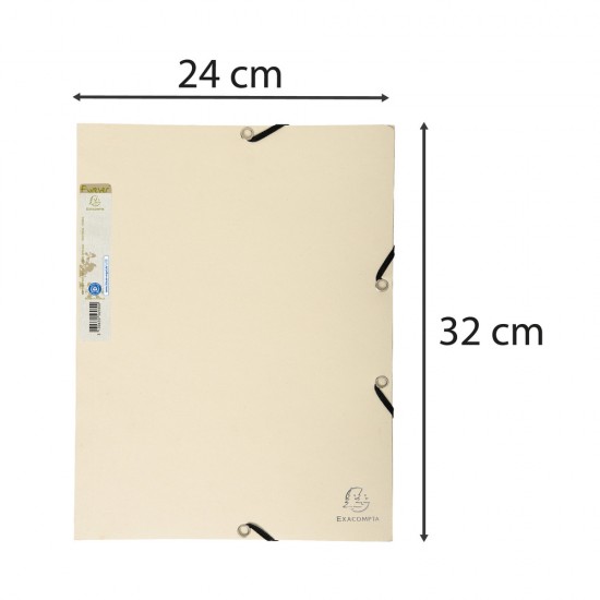Dosar plic Exacompta Aquarel, A4, carton reciclat, inchidere elastic, crem