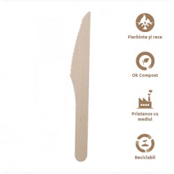 Cutite din lemn, biodegradabile, 16 cm, 100 bucati/set