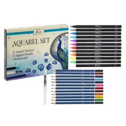 Set 25 piese Creative Craft, acuarele, markere, creioane si pensula Set 25 piese Creative Craft, acuarele, markere, creioane si pensula
