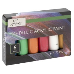 Set culori metalice acrilice Creative Craft, 6 culori, 75 ml Set culori metalice acrilice Creative Craft, 6 culori, 75 ml