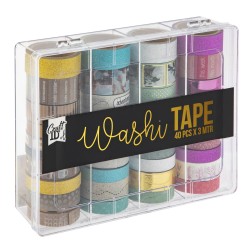 Banda adeziva Creative Craft, diverse culori, 3 m, 40 bucati Banda adeziva Creative Craft, diverse culori, 3 m, 40 bucati