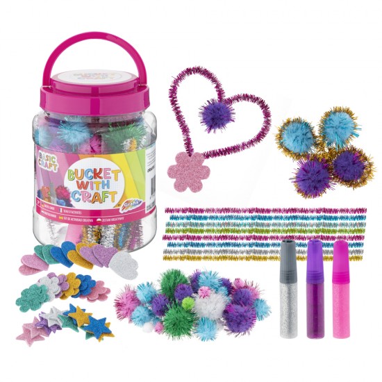 Set accesorii Creative Craft, 3 tuburi de lipici in galetusa roz
