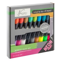 Tempera acrilica, Fine Art, 18 culori, culori fluo si metalice, 36 ml/culoare, Tempera acrilica, Fine Art, 18 culori, culori fluo si metalice, 36 ml/culoare,