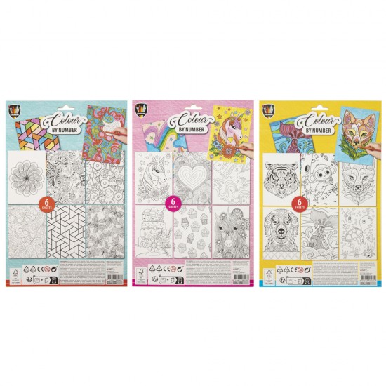 Desen pe numere Creative Craft, 6 coli, A4, diferite modele, 6 creioane duble