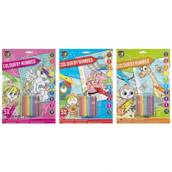 Desen pe numere Creative Craft, 5 coli, A4 si 10 creioane