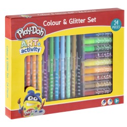 Set Creative Craft, 12 carioci si 12 tuburi de lipici cu sclipici Set Creative Craft, 12 carioci si 12 tuburi de lipici cu sclipici