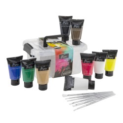 Set culori tempera acrilic Creative Craft, 9 culori, 75ml cu 6 pensule Set culori tempera acrilic Creative Craft, 9 culori, 75ml cu 6 pensule