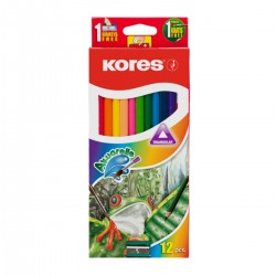 Creioane pe baza de apa Kores, cu pensula, 12 bucati/set Creioane pe baza de apa Kores, cu pensula, 12 bucati/set