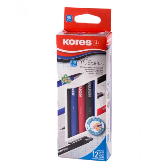 Creion mecanic M2 Kores Grafitos, 0.7 mm, 12 bucati/set