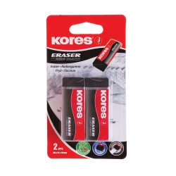 Radiera neagra Kores KE-20, 60 x 21 x 10 mm, 2 pe blister