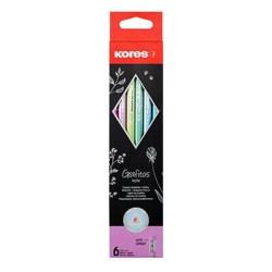 Creioane grafit Kores, HB, culori metalizate, 6 bucati/cutie Creioane grafit Kores, HB, culori metalizate, 6 bucati/cutie