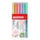 Set 6 markere permanente pastel Kores, varf tip pensula, in blister