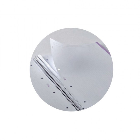 Caiet reciclat Miquelrius ECOLAVENDER Emotions, cu spira, A4, matematica, 80 file, lavanda