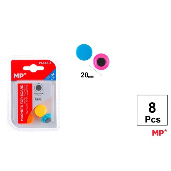 Set 8 mageti pentru tabla Main Paper, 20 mm, diverse culori blister
