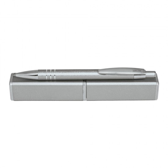 Pix cu mecanism Online Graphite, corp aluminiu, argintiu, in etui