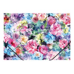 Mapa PP, plastic, inchidere cu elastic, A4, design Trandafiri