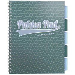 Caiet cu spira si separatoare A4 Pukka Pads PB Glee dictando 200 pag verde