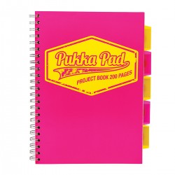 Caiet A4 cu spira si separatoare PukkaPads PB Neon, 200 file, matematica, roz Caiet A4 cu spira si separatoare PukkaPads PB Neon, 200 file, matematica, roz
