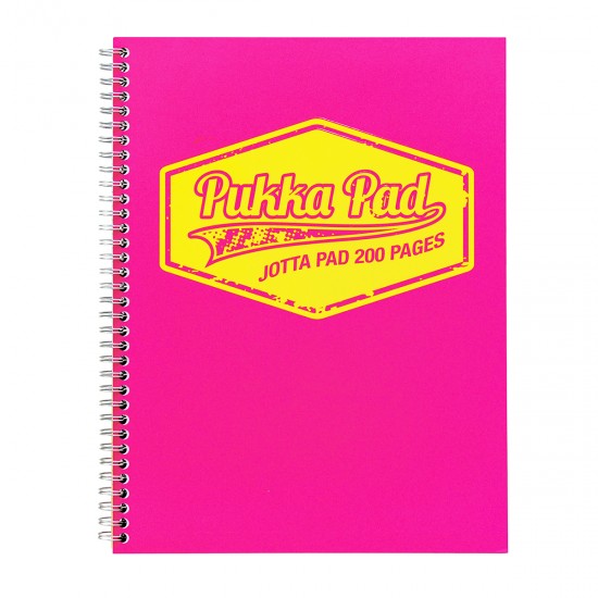 Caiet A4 cu spira Pukka Pads Jotta Neon, 200 file, matematica, roz