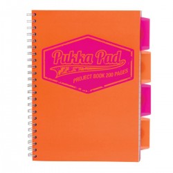 Caiet B5 cu spira si separatoare PukkaPads PB Neon, 200 file, matematica, portocaliu