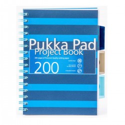 Caiet A5 cu spira si separatoare Pukka Pads PBN, 200 file, matematica, albastru