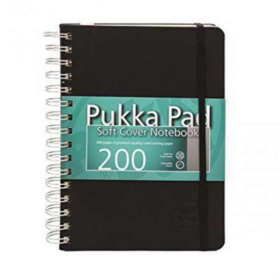 Agenda A5 cu spira Pukka Pads SC, 200 file, cartonat, negru