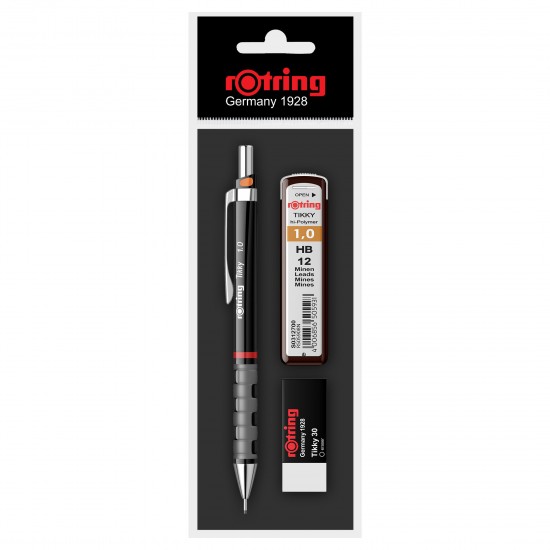 Set Rotring creion mecanic 1.0, diverse culori, mina 1.0, radiera
