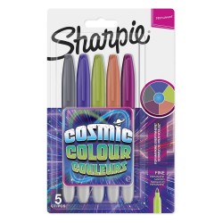 Set marker permanent Papermate, Sharpie, 5 culori, cosmic Set marker permanent Papermate, Sharpie, 5 culori, cosmic
