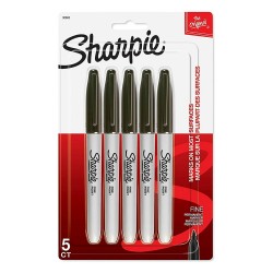 Set marker permanent Papermate, Sharpie, 5 buc, negru Set marker permanent Papermate, Sharpie, 5 buc, negru