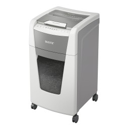 Distrugator documente automat Leitz IQ Office, P5, micro-cut (particule), 300 coli, cos 60l, alb-gri