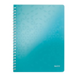 Caiet de birou Leitz WOW, PP, A4, cu spira, dictando, turcoaz metalizat Caiet de birou Leitz WOW, PP, A4, cu spira, dictando, turcoaz metalizat