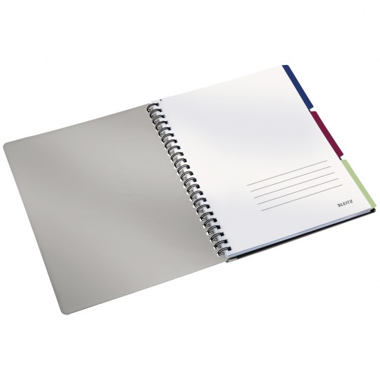 Caiet de birou Leitz Executive Get Organized, PP, A4, cu spira, matematica, negru/violet