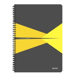 Caiet de birou Leitz Office, carton, A4, cu spira, matematica, galben