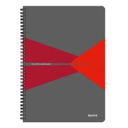 Caiet de birou Leitz Office, carton, A4, cu spira, matematica, rosu