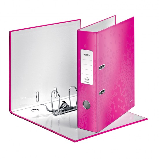 Biblioraft Leitz 180° WOW, carton laminat, A4, 80 mm, roz