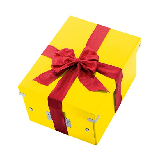 Cutie depozitare Leitz WOW Click & Store, carton laminat, medie, usor de asamblat, galben