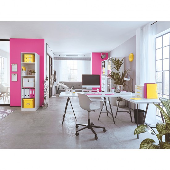 Cutie depozitare Leitz WOW Click & Store, carton laminat, pliabila, cu capac si maner, 32x31x36 cm, galben