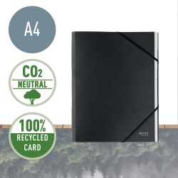 Mapa cu separatoare Leitz Recycle, carton reciclat, A4, 12 separatoare, negru