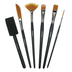 Set pensule DERWENT, 6 bucati, diverse dimensiuni, negru Set pensule DERWENT, 6 bucati, diverse dimensiuni, negru
