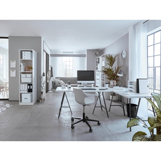 Cutie depozitare Leitz WOW Click & Store, carton laminat, pliabila, cu capac si maner, 32x31x36 cm, alb