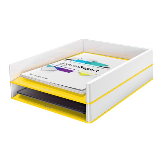 Tavita documente Leitz WOW, PS, A4, culori duale, alb-galben