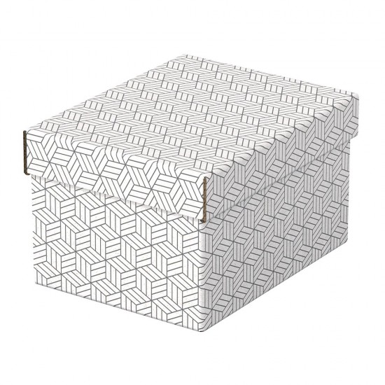 Cutie depozitare Esselte Home Recycled, carton reciclat si reciclabil, 255x200x150 mm, cu capac, 3 bucati/set, alb