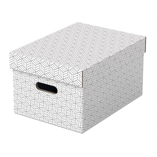 Cutie depozitare Esselte Home Recycled, carton reciclat si reciclabil, 365x265x205 mm, cu capac, 3 bucati/set, alb