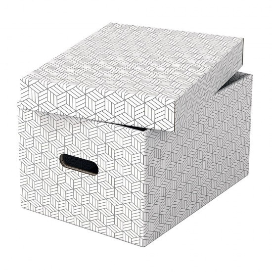 Cutie depozitare Esselte Home Recycled, carton reciclat si reciclabil, 365x265x205 mm, cu capac, 3 bucati/set, alb