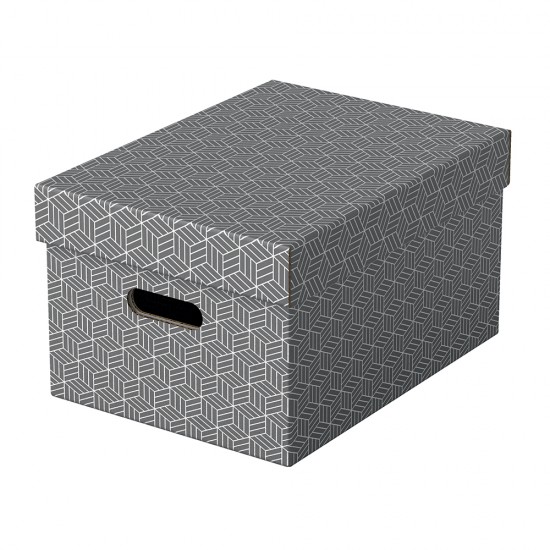 Cutie depozitare Esselte Home Recycled, carton reciclat si reciclabil, 365x265x205 mm, cu capac, 3 bucati/set, gri