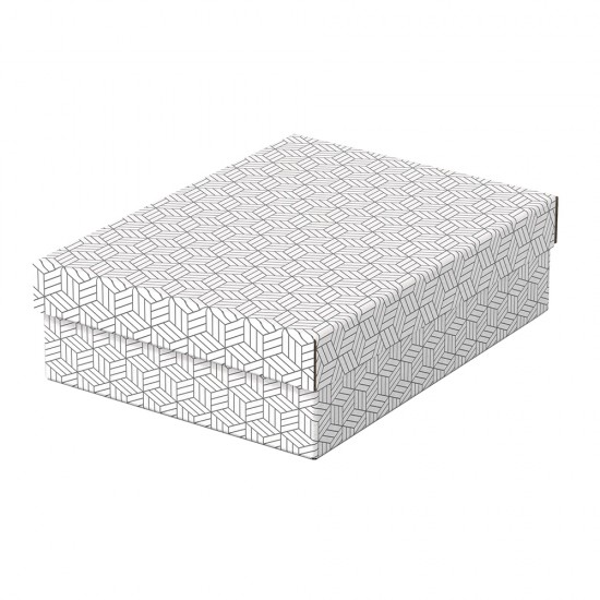 Cutie depozitare Esselte Home Recycled, carton reciclat si reciclabil, 360x265x100 mm, cu capac, 3 bucati/set, alb
