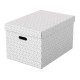 Cutie depozitare Esselte Home Recycled, carton reciclat si reciclabil, 510x355x305 mm, cu capac, 3 bucati/set, alb